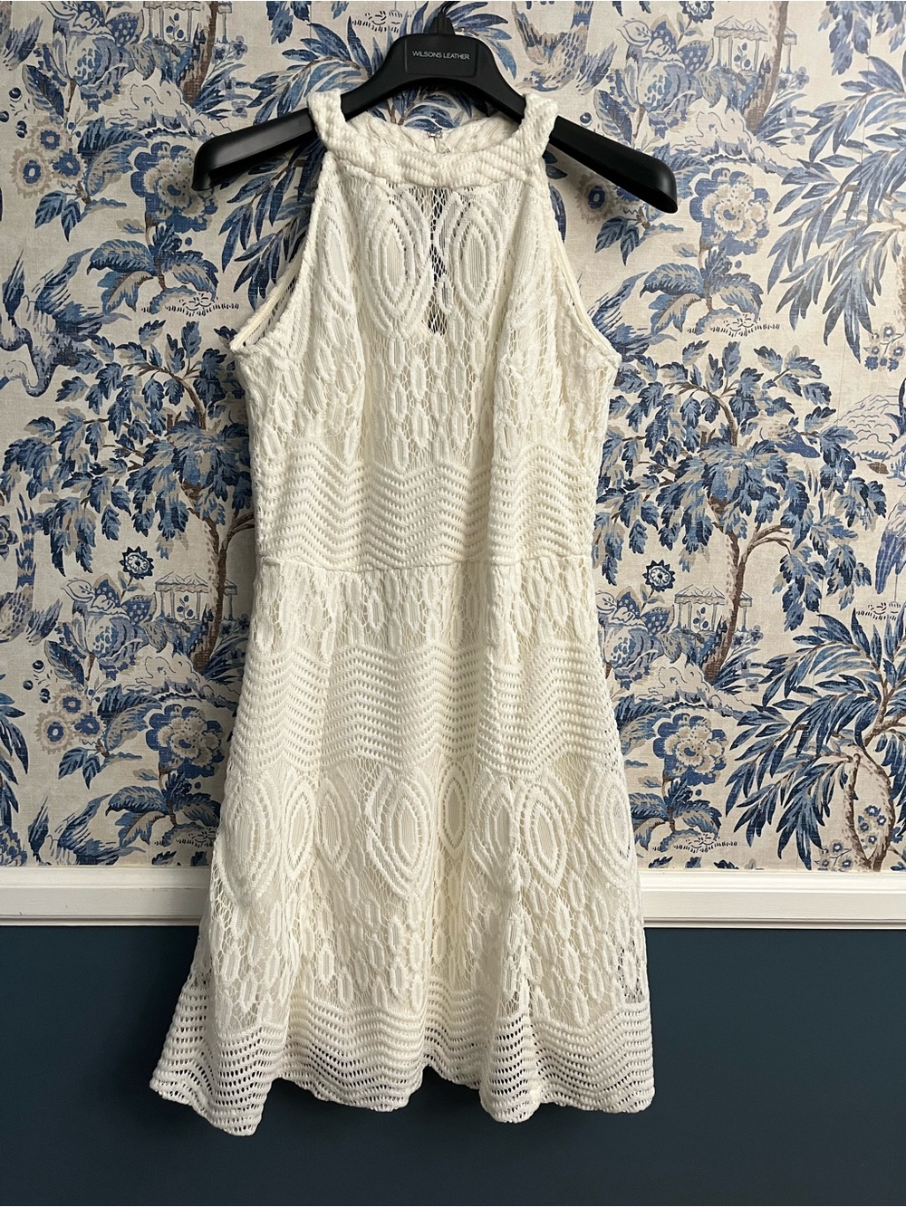 dressbarn White Crochet Midi Halter Dress